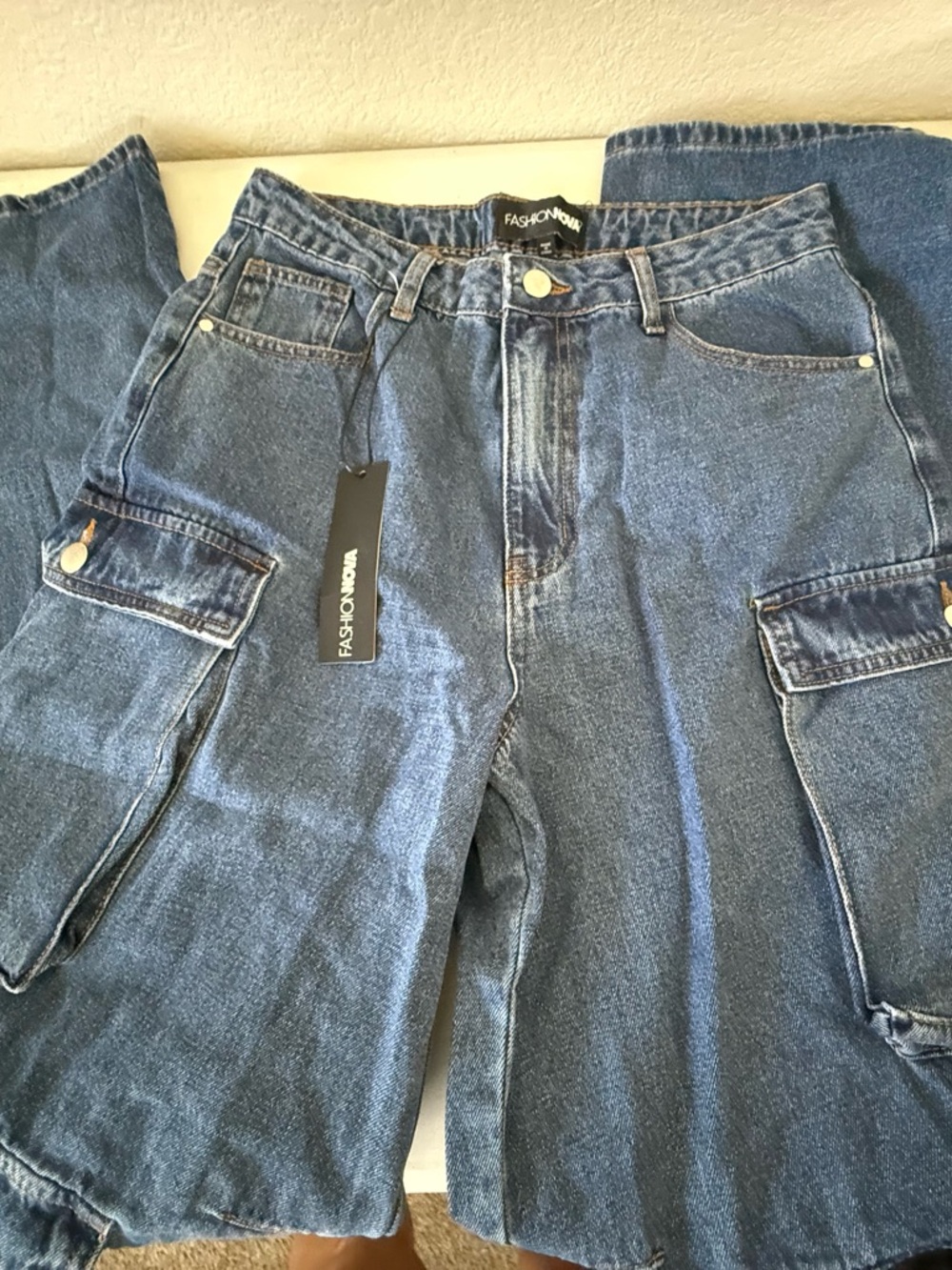 Fashion Nova Denim Cargo Pants size 7